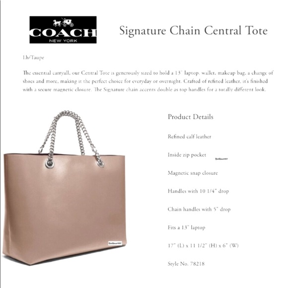 HTF! Coach Signature Chain Central IPad Shoulder Tote ๐ NEW WITH TAG! ๐ป๐ค๐๐ป - Picture 4 of 4